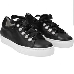 Black leather Sneakers with pearls US 8 unworn.